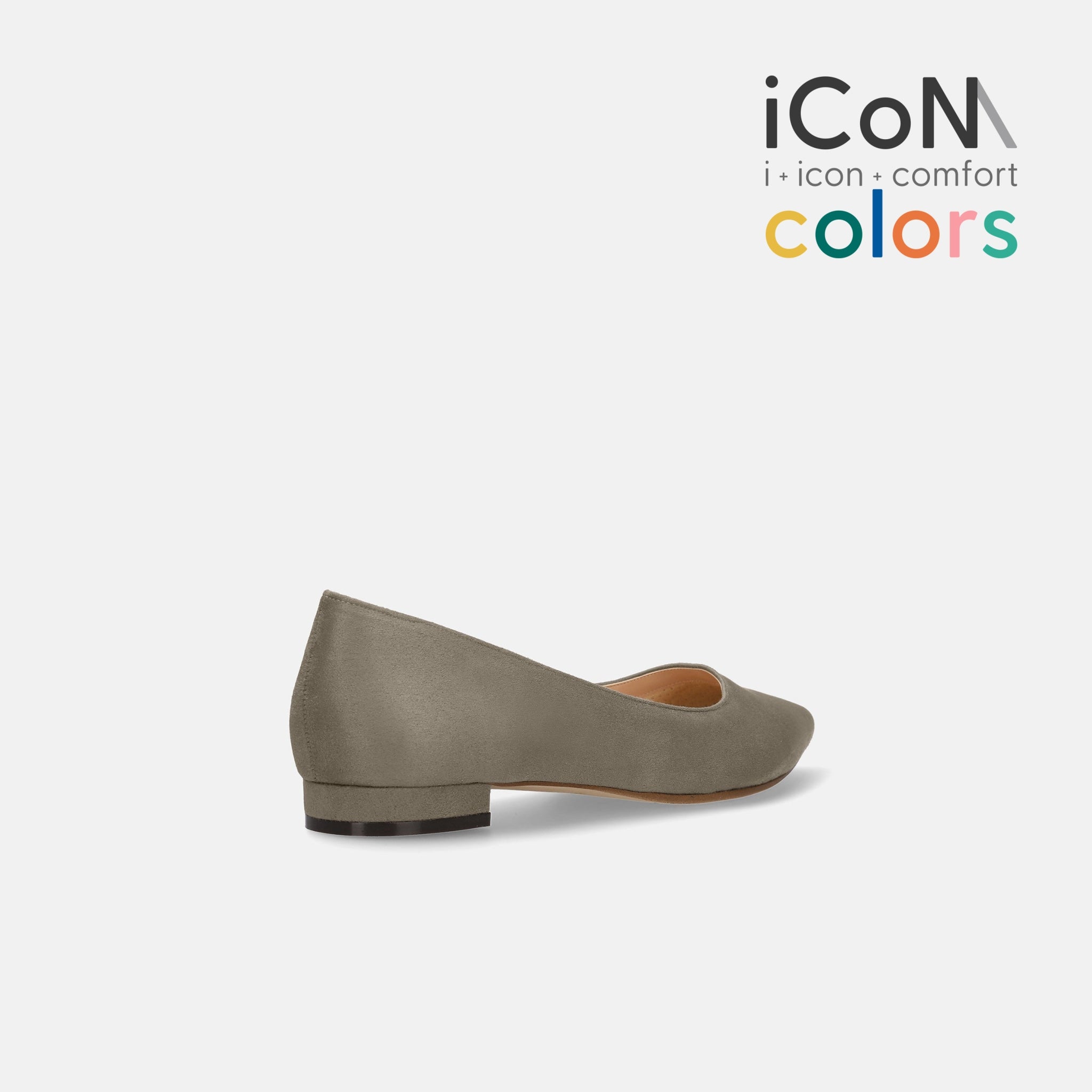 15%OFF：iCoN COLORS：ポインテッドトゥ スエード フラットシューズ（C20142）グレージュS