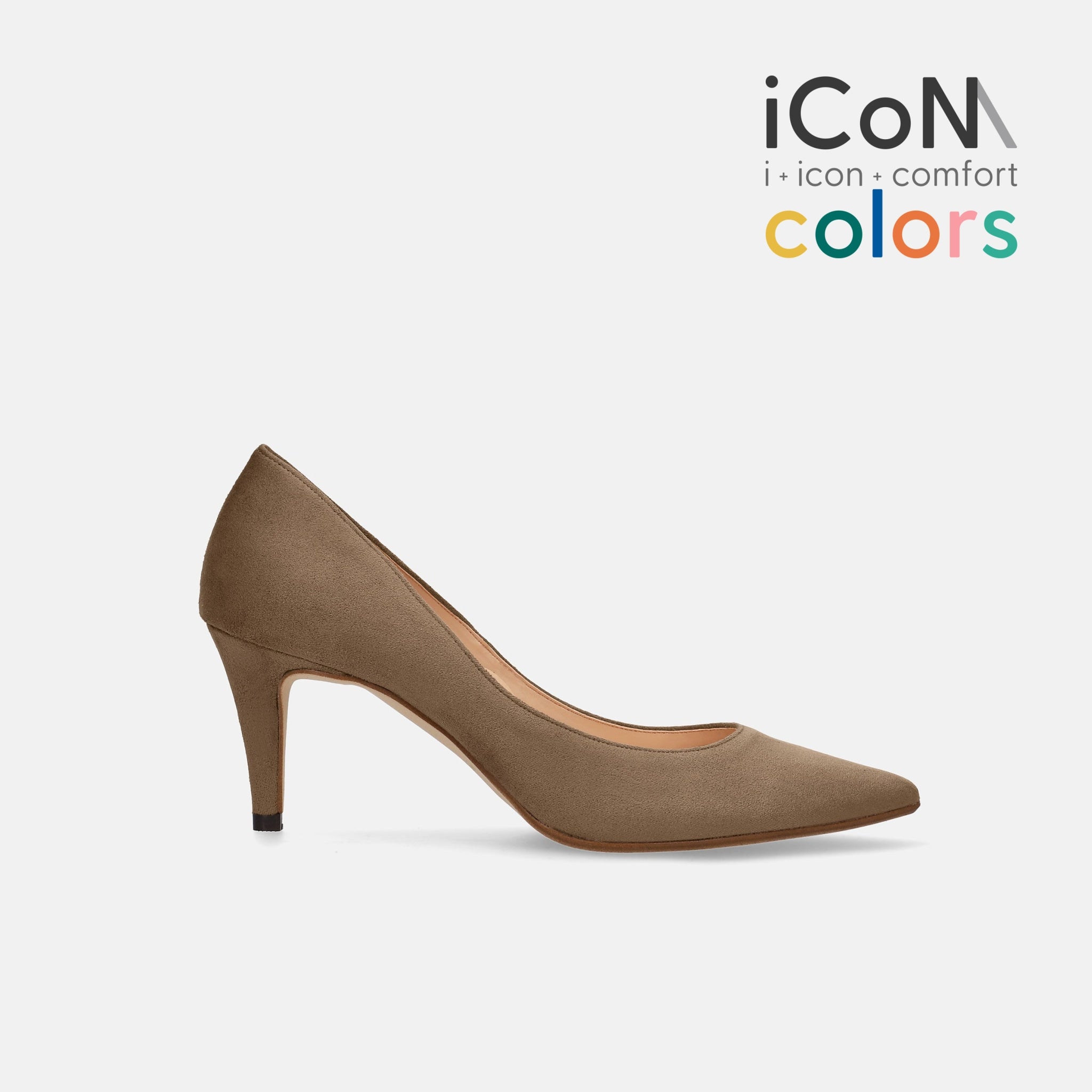 15%OFF：iCoN COLORS：ポインテッドトゥ スエード パンプス（C76532）トープS