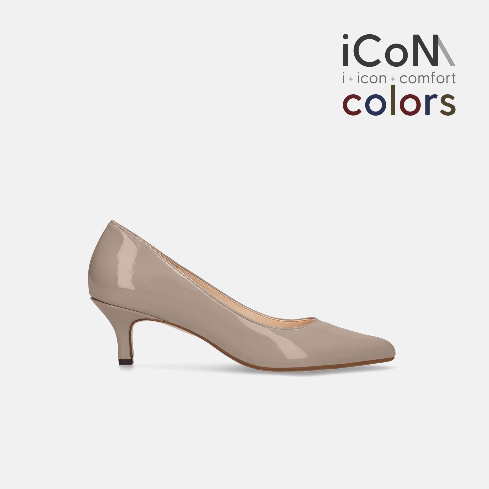 2024AW：iCoN COLORS：ポインテッドトゥ エナメル パンプス（C57171）グレージュE