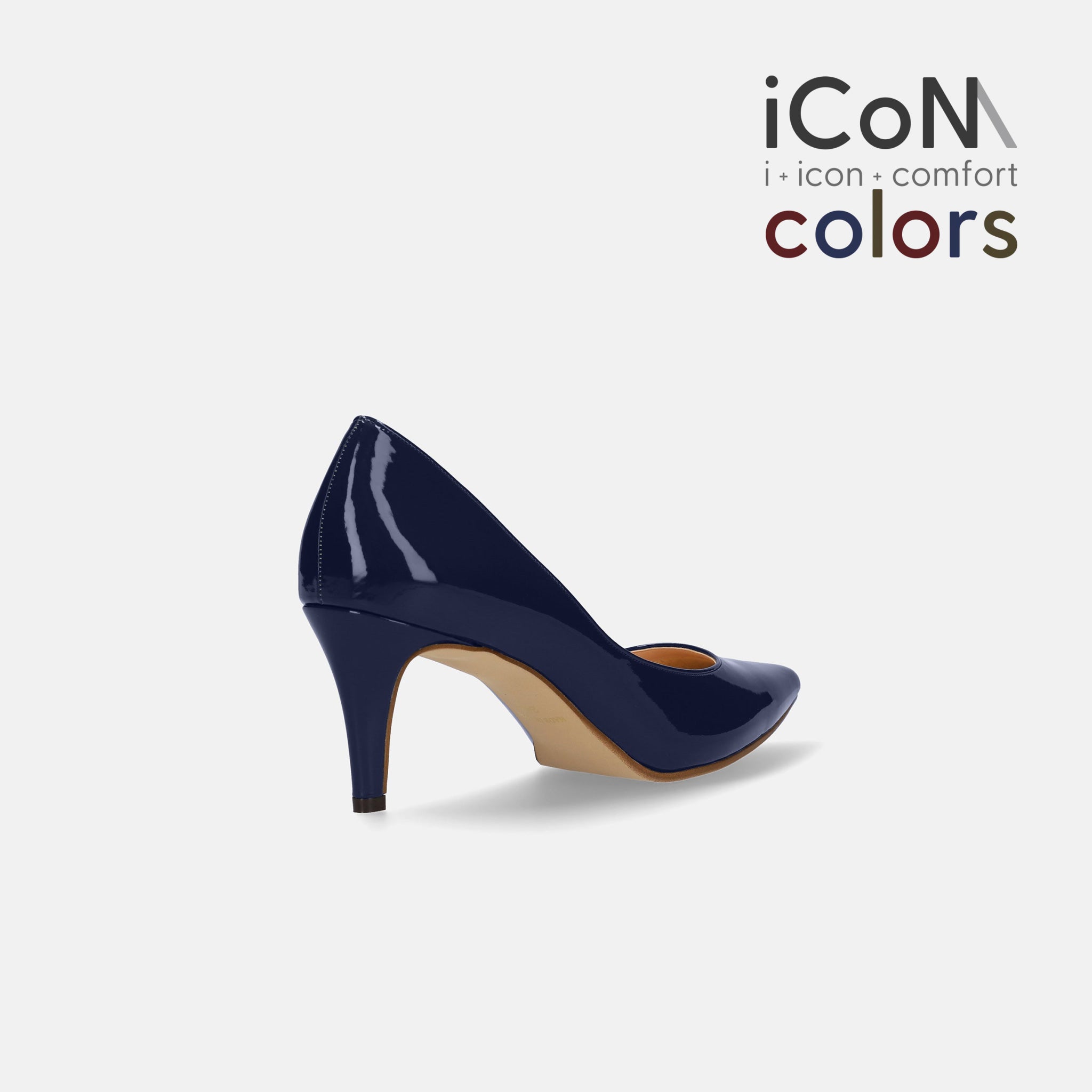 20%OFF：2024AW：iCoN COLORS：ポインテッドトゥ エナメル パンプス（C76531）クラシックネイビー