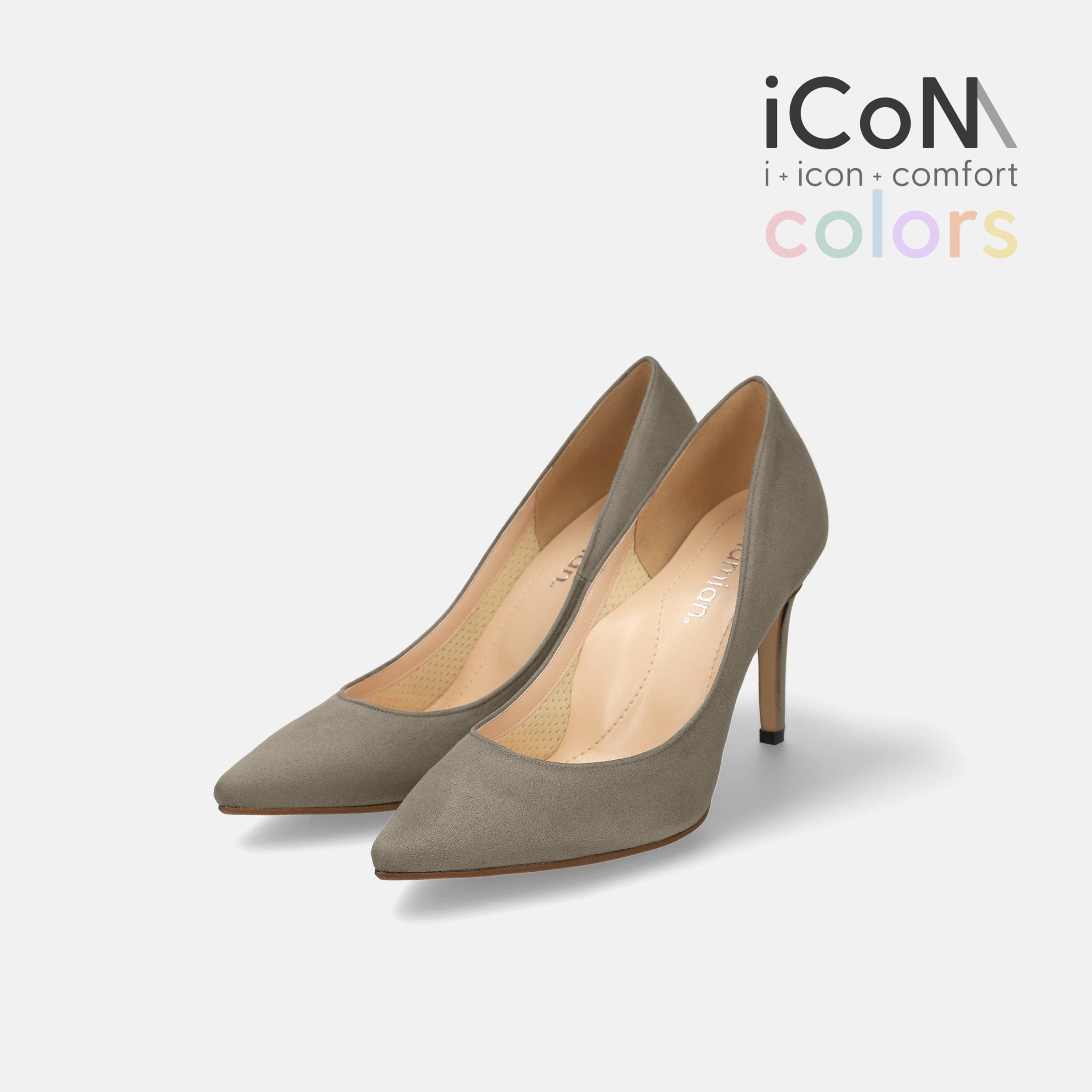 30%OFF：iCoN COLORS：ポインテッドトゥ スエード パンプス（C9042）グレージュS