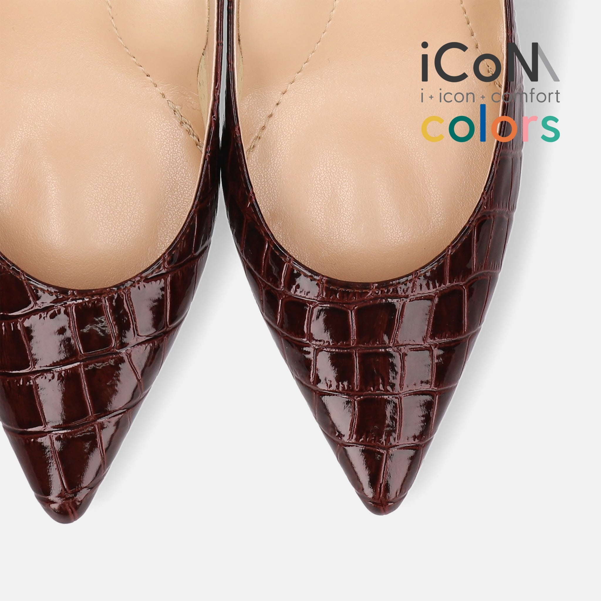 15%OFF：iCoN COLORS：ポインテッドトゥ クロコ型押し パンプス ...