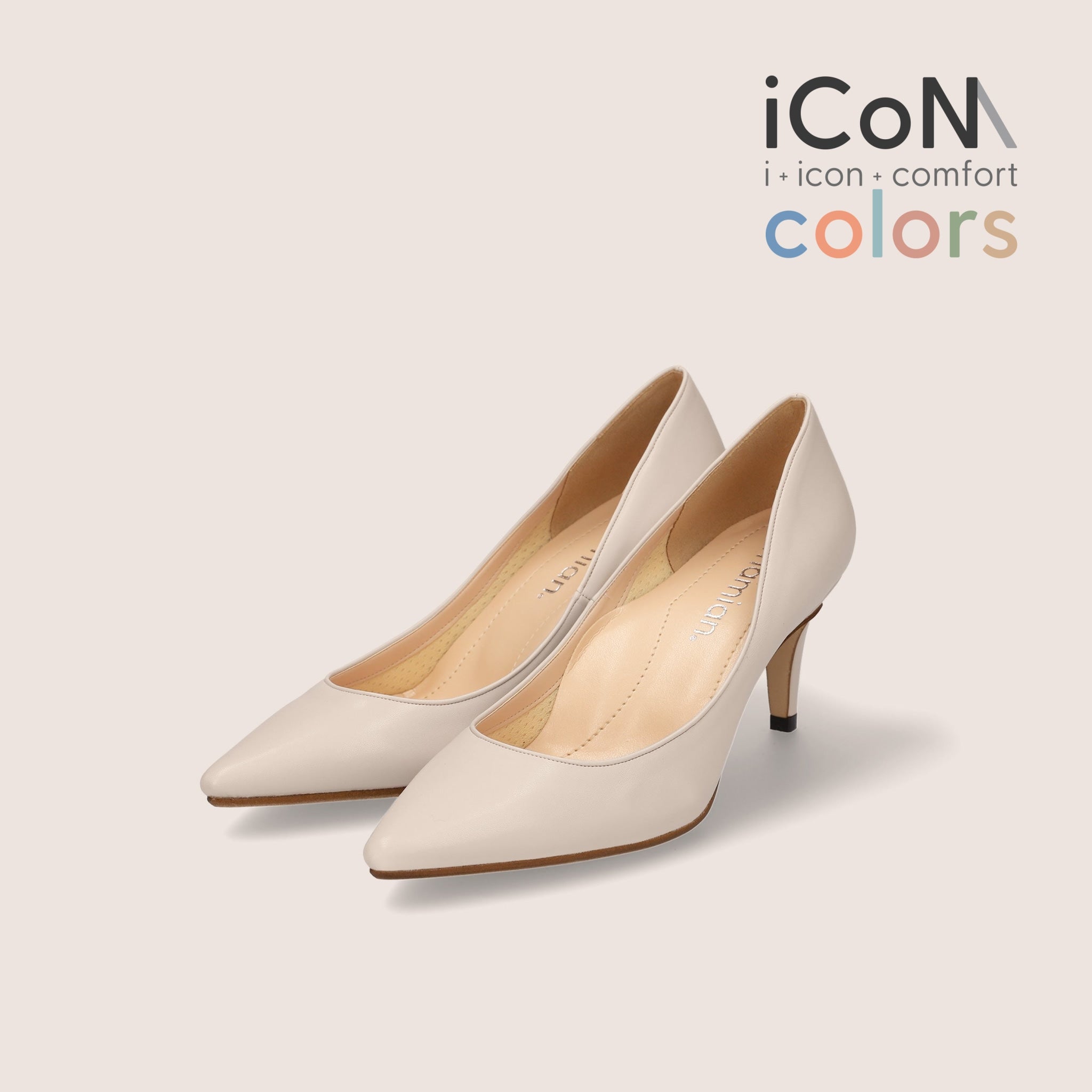 30%OFF：iCoN COLORS：ポインテッドトゥ スムース パンプス（C76533